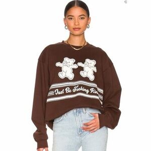Mayfair Group Chocolate Brown Just Be Kind Teddy Bear Crewneck Sweatshirt